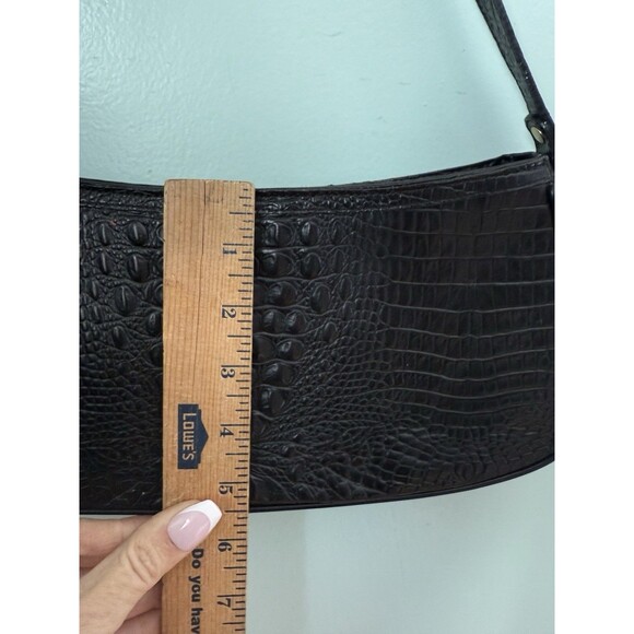 Brahmin black Anytime Mini Melborn Croc Leather Shoulder Bag Hobo Luxury - Picture 8 of 10